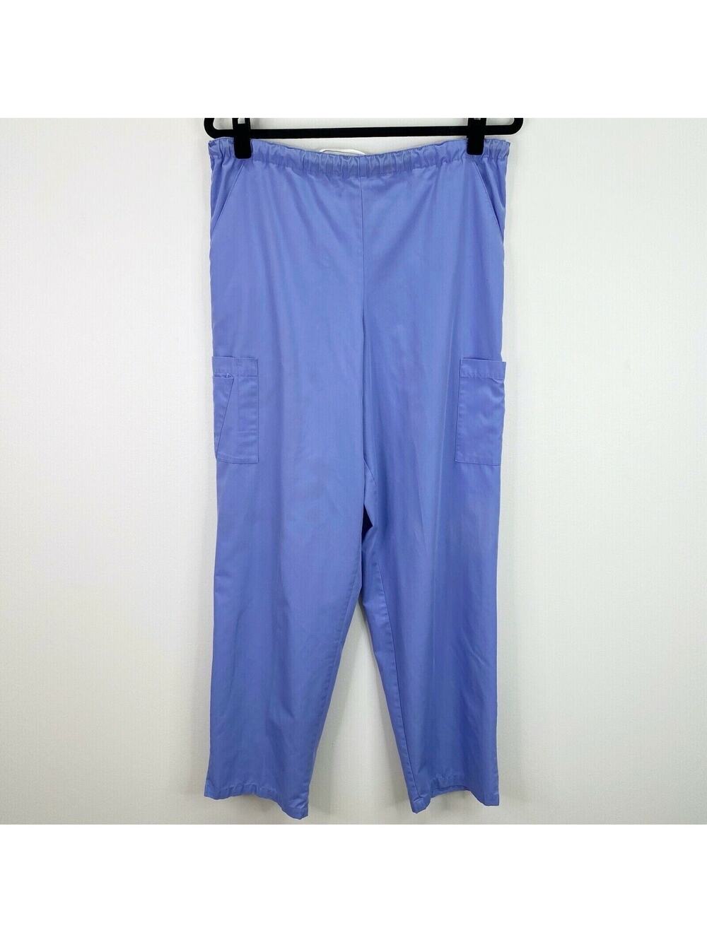 Denver Hayes Solid Blue Cargo Scrub Pants Bottoms Size XS